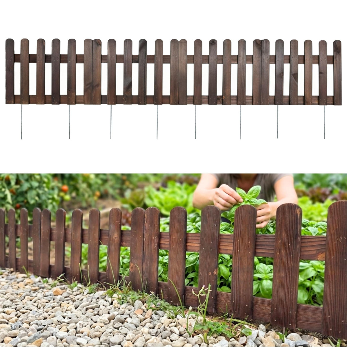 LaLaGreen Short Wooden Garden Edging Fence Panels