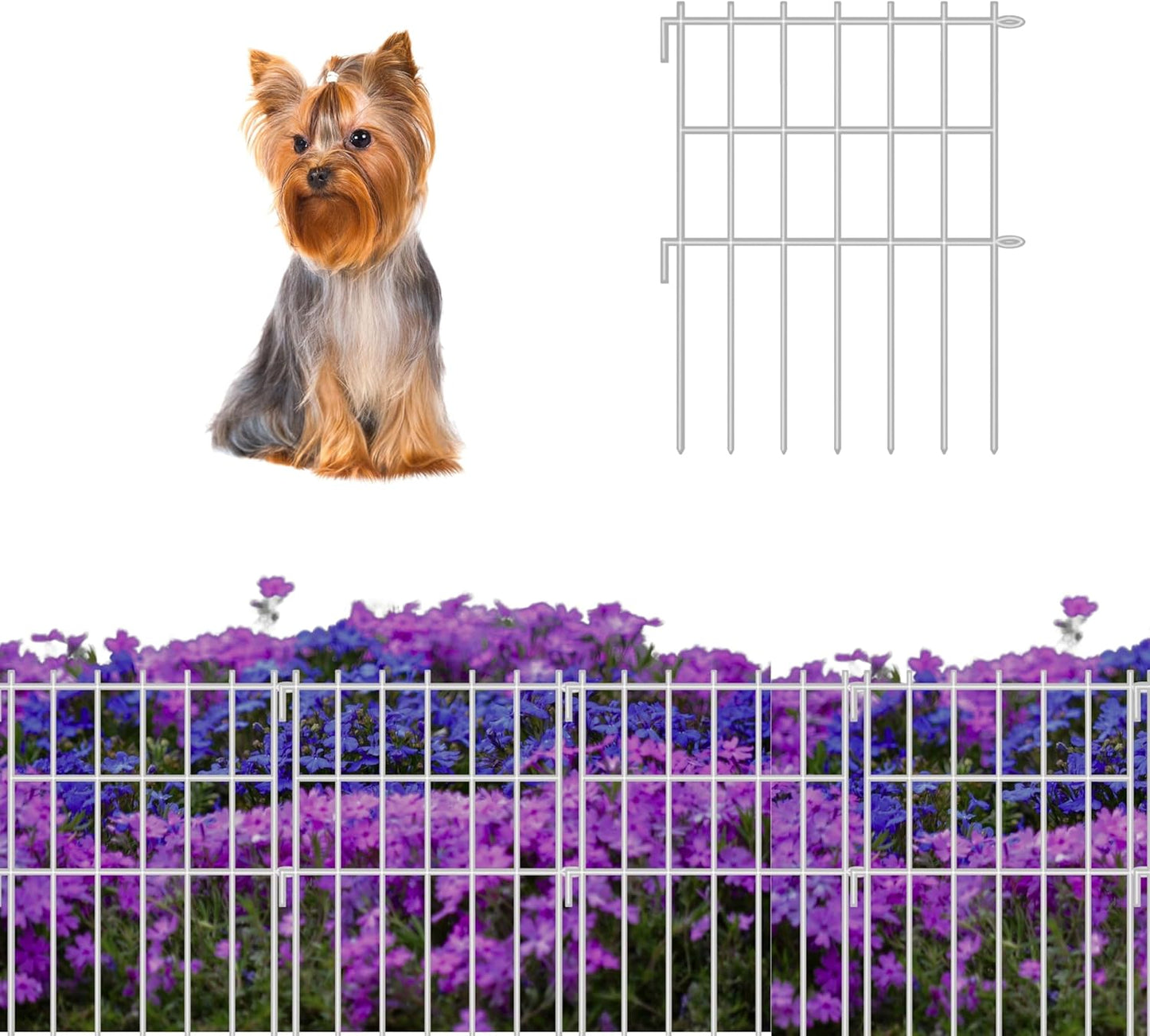 ShopLaLa Garden Fence (10 Panels) 12in(L) x 16.5in(H) Rustproof Metal Wire Animal Barrier Fence Flower Edging for Landscape Patio Outdoor Decor, Small Dog Fences for the Back Yard No Dig Black D-L16.5