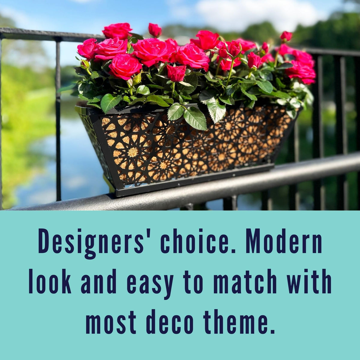 LaLaGreen Black Wall Planter (12 in, 2 Pack) Long Metal Window Flower Box