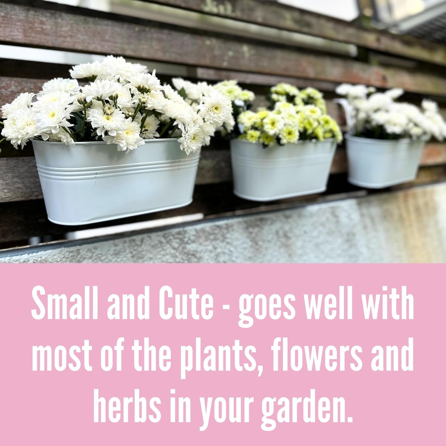 LaLaGreen Planter Boxes Outdoor (15 Pack, 11.8 Inch) White Metal Iron Hanging Flower Pots Deck Railings Rails Fence Buckets Countryside Boho Style Wall Mount Window Box Plant Holder Hooks Porch Decor