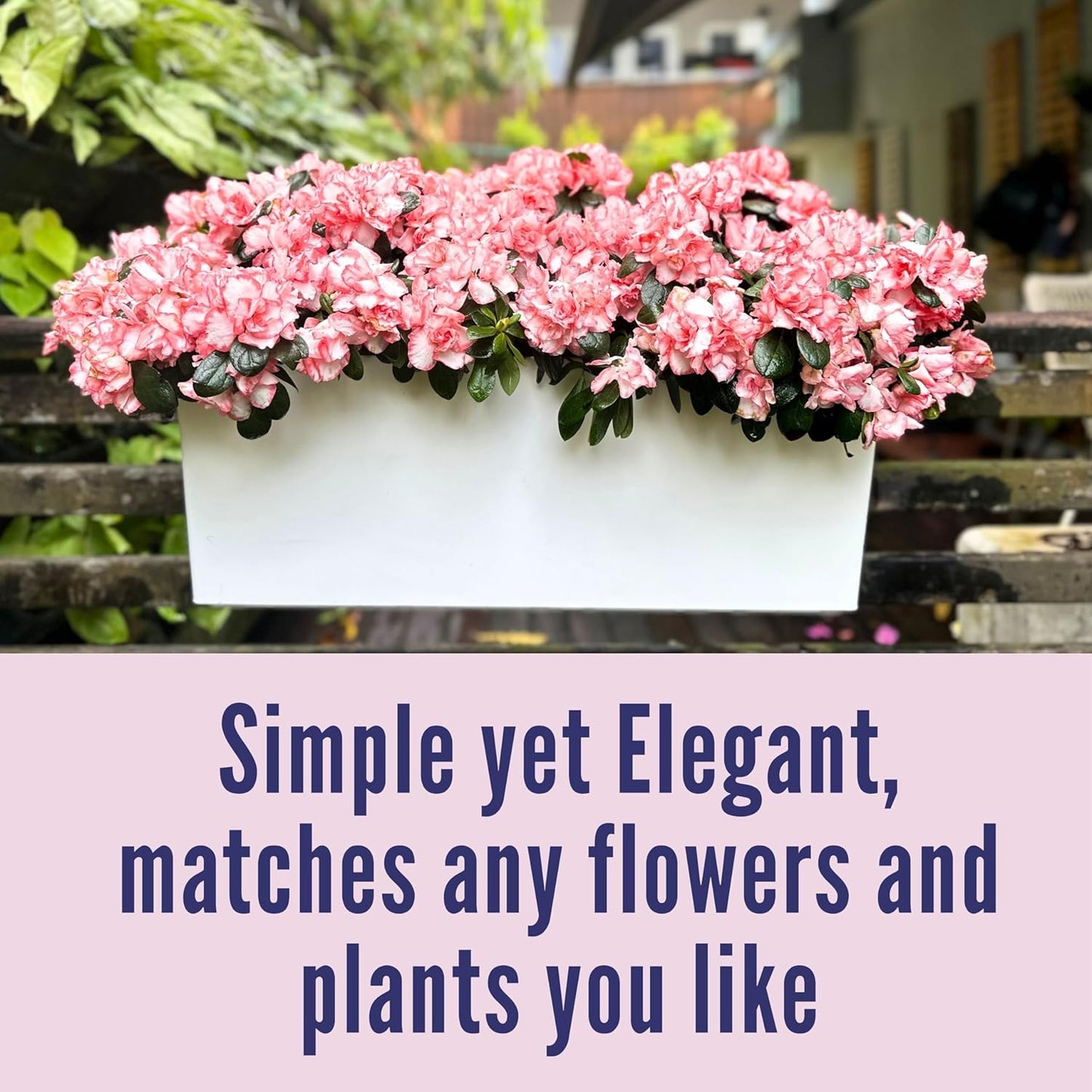 LaLaGreen Railing Planter Box (20 Inch, 4 Pack) White Rectangular Window Flower Boxes with Bracket, Self Watering System Hanging Planter Box for Outdoor Plant Pots Container Deck Rail Fence Balcony