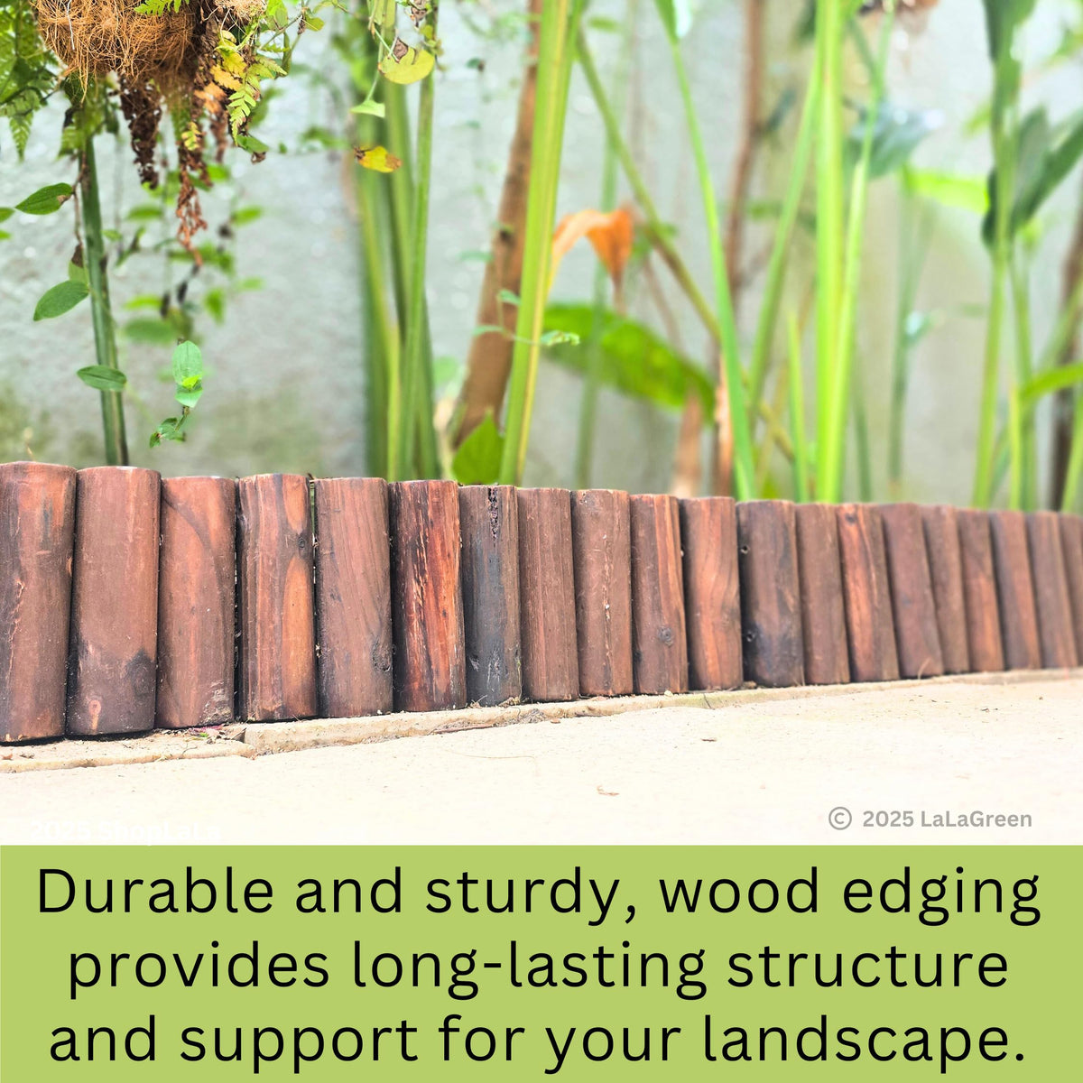 LaLaGreen Flexible Wooden Garden Edging with Metal Stakes