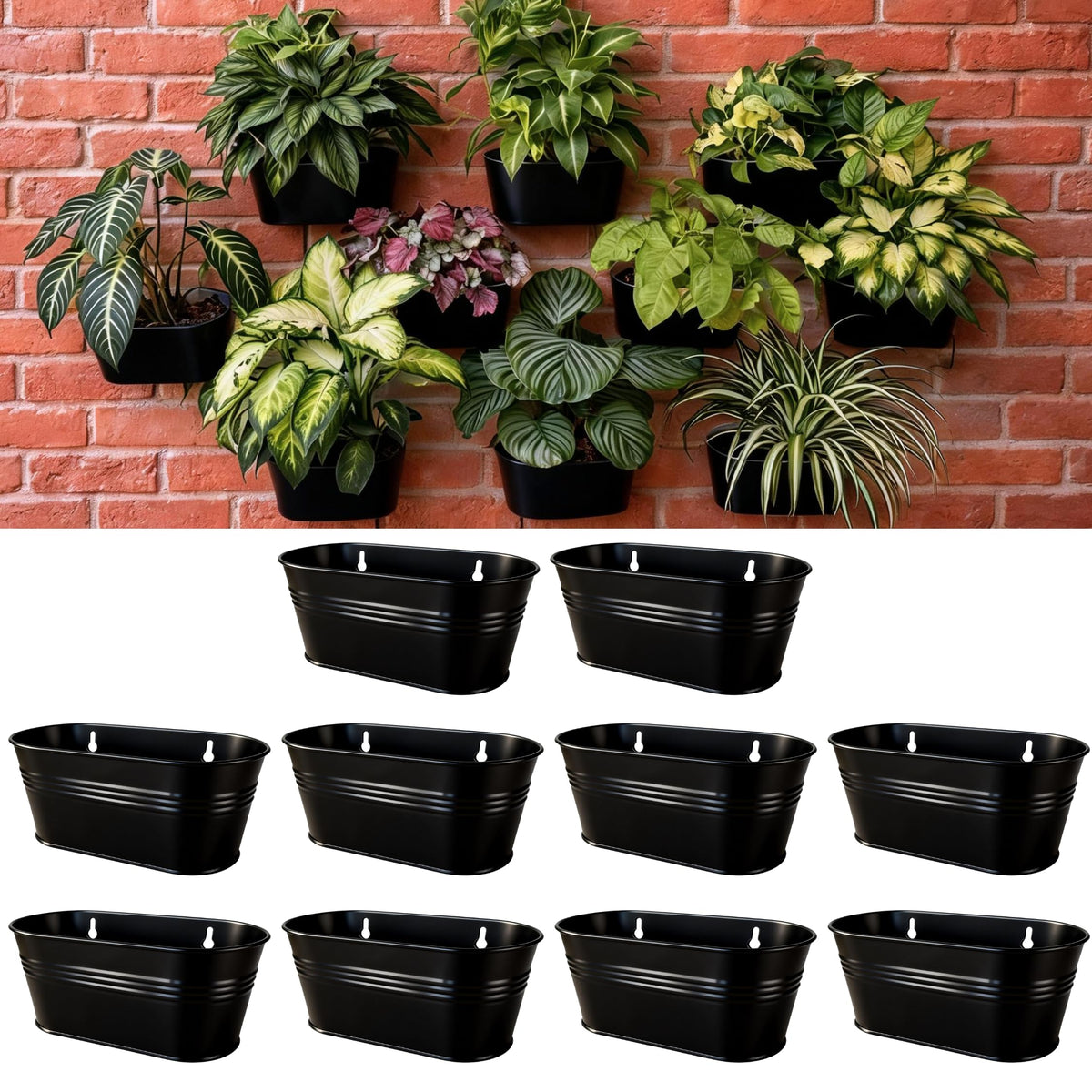 LaLaGreen Oval Metal Wall Planters
