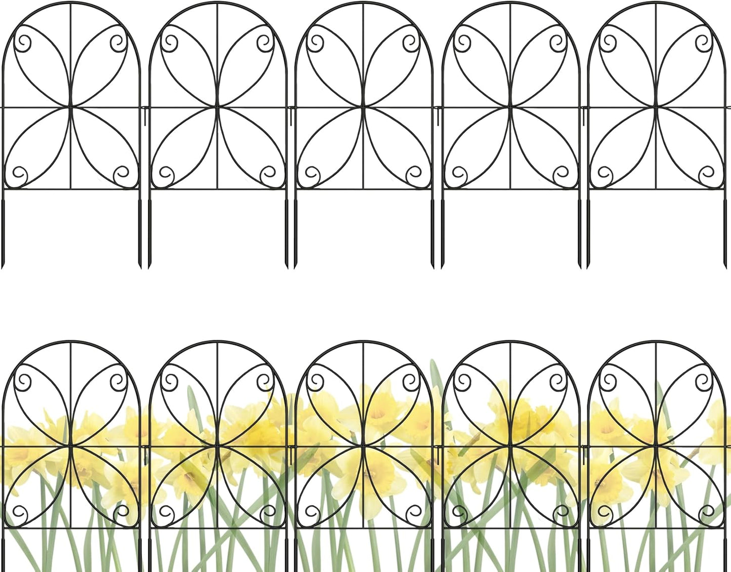 ShopLaLa Animal Barrier Fence (20 Panels) 12in(L) x 24in(H) Rustproof Black Metal Wire Fencing Flower Edging for Landscape Patio Yard Outdoor No Dig Decorative Garden Boarder Fences for Yard D-B24