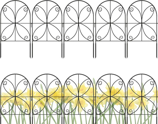 ShopLaLa Animal Barrier Fence (20 Panels) 12in(L) x 24in(H) Rustproof Black Metal Wire Fencing Flower Edging for Landscape Patio Yard Outdoor No Dig Decorative Garden Boarder Fences for Yard D-B24