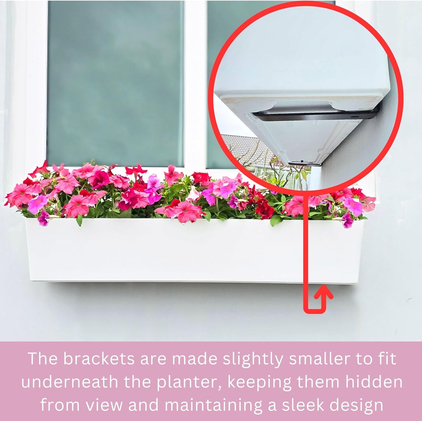 LaLaGreen Hanging Planter Boxes Outdoor (40 Inch, 2 Pack) Extra Large Window Flower Box with Bracket, White Rectangular Self Watering System Vertical Plant Container Wall Mount Indoor Succulents Herbs