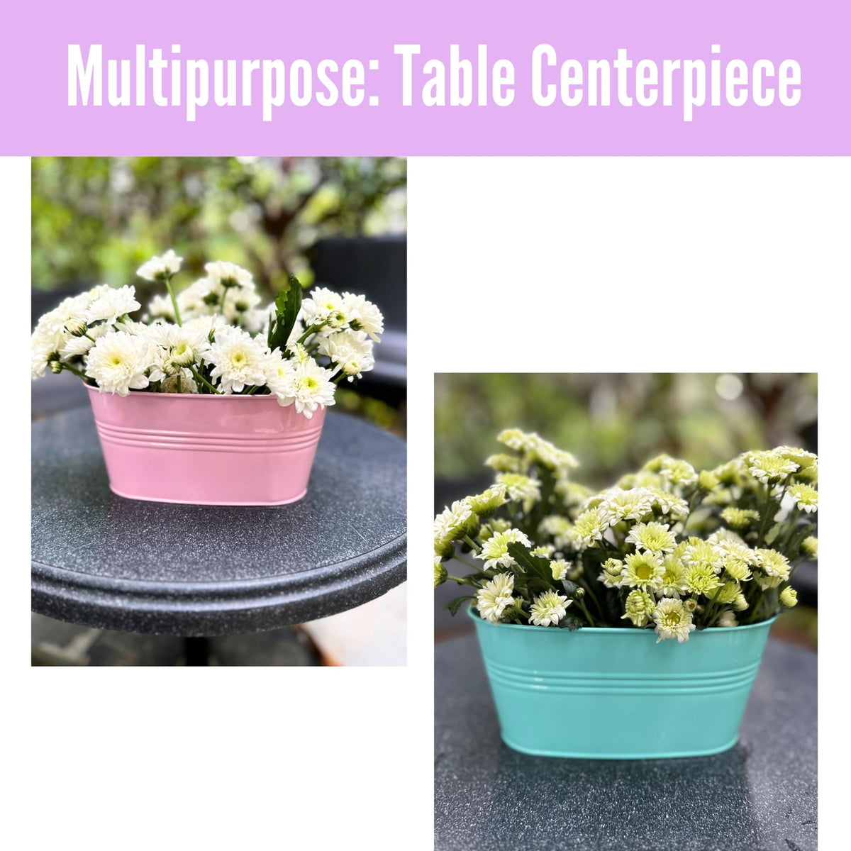 LaLaGreen Colorful Oval Metal Railing Planter Boxes