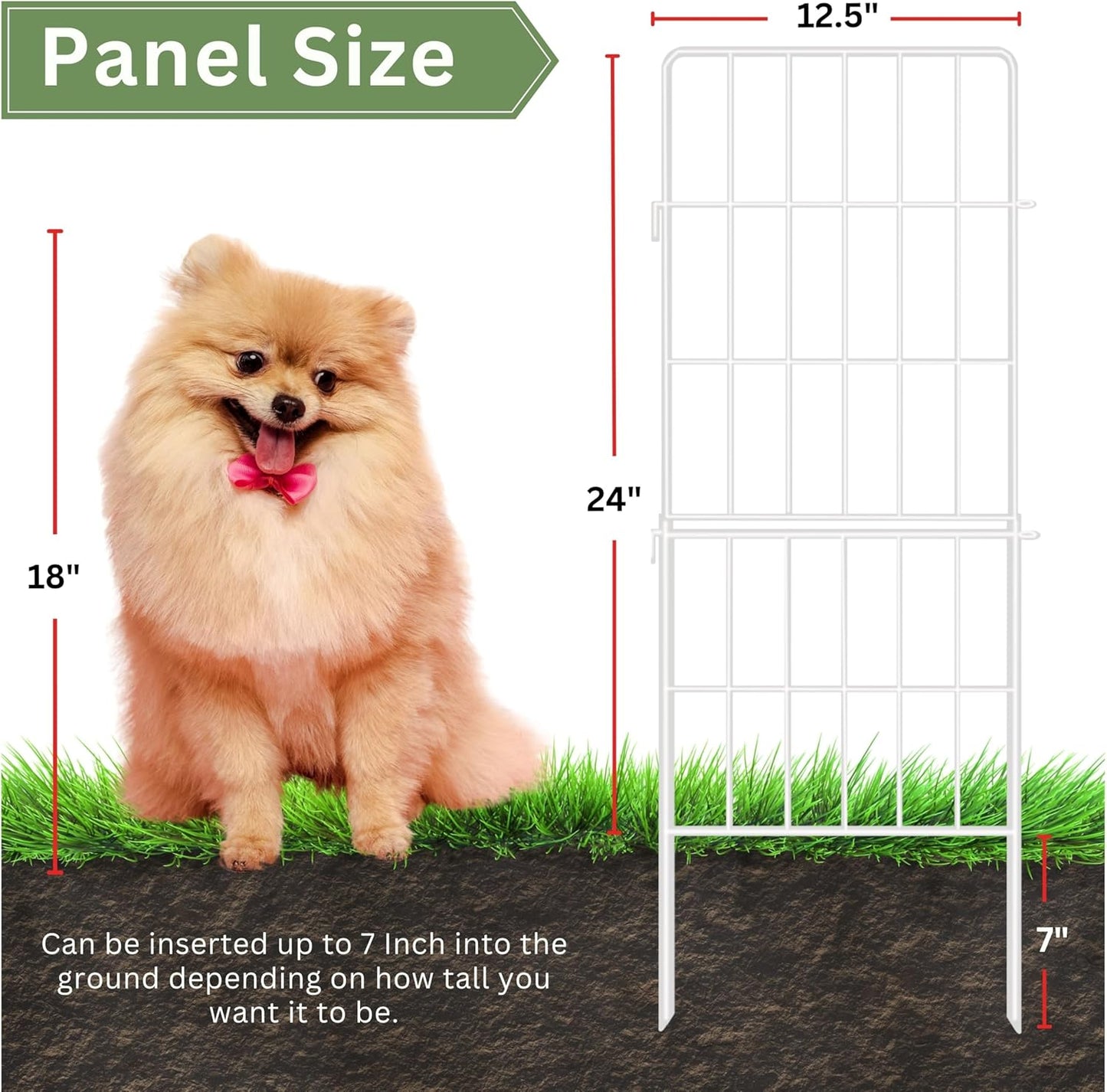 ShopLaLa Decorative Garden Fence Outdoor (10 Panels) 12.5in(L) x 31in(H) Animal Barrier Fencing Rustproof White Metal Wire Flower Edging for Landscape, Small Dog No Dig Fences Backyard Gate D-F30A
