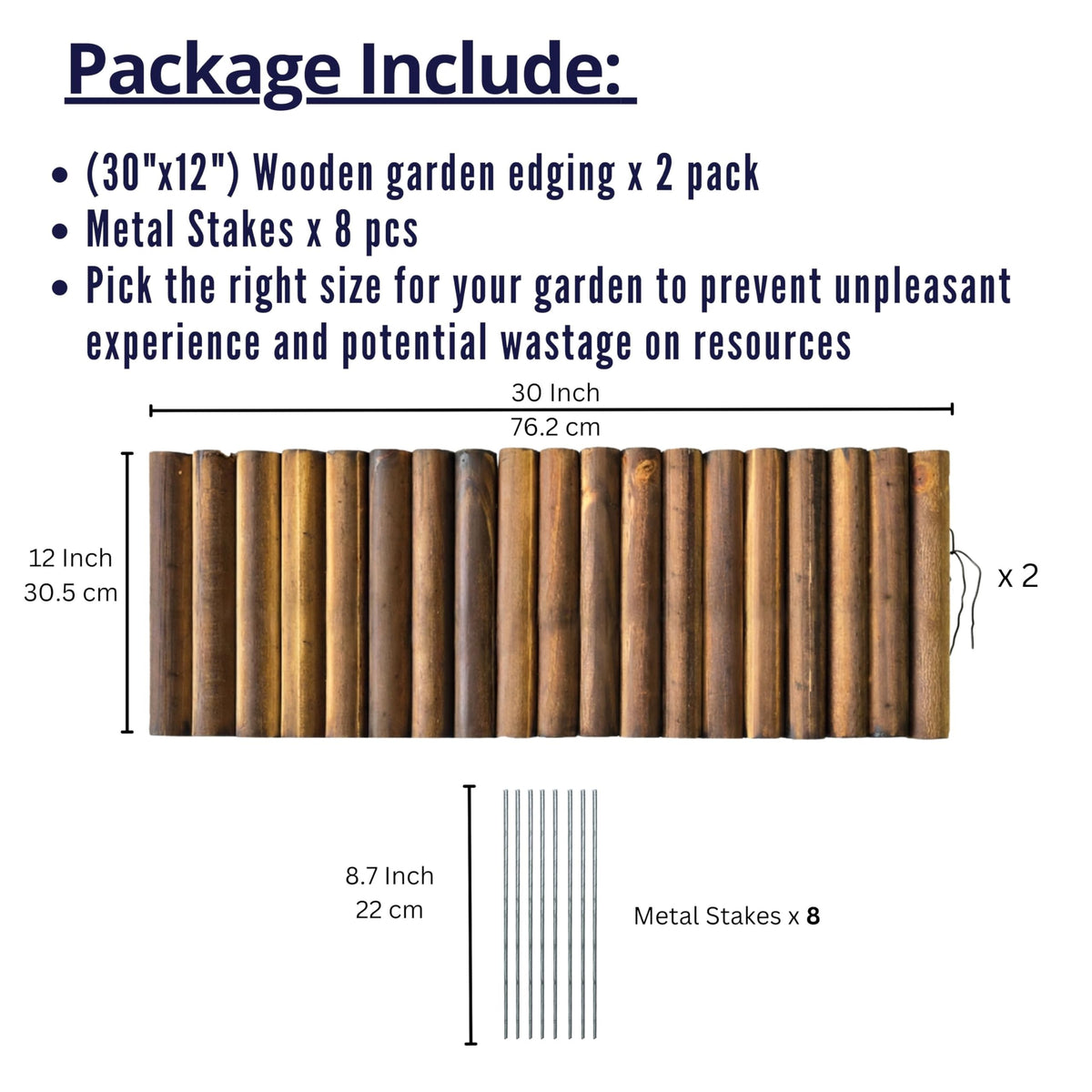 LaLaGreen Flexible Wooden Garden Edging with Metal Stakes