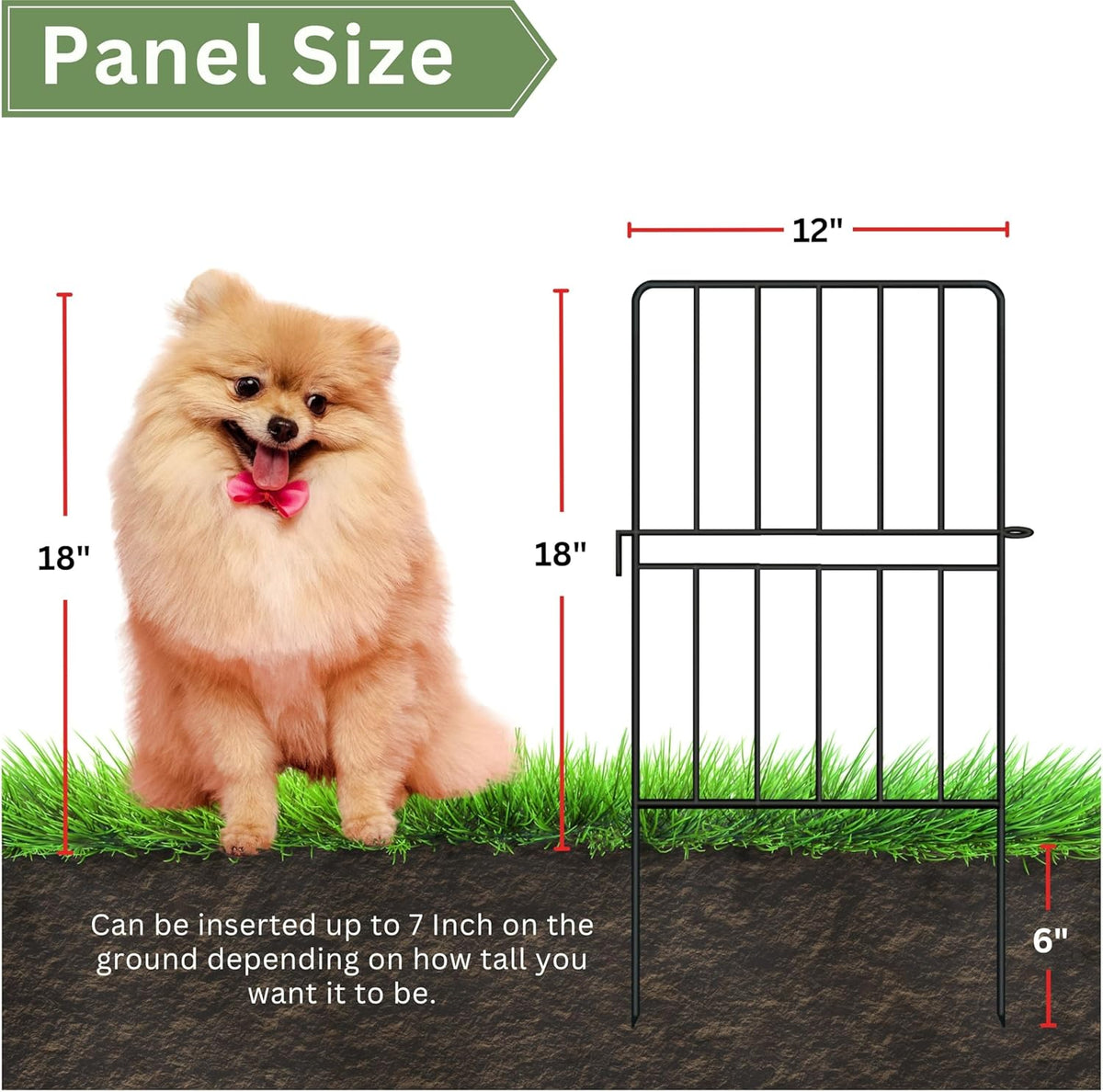 LaLaGreen Tall Decorative Metal Garden Fence Panels — 12 x 24 in