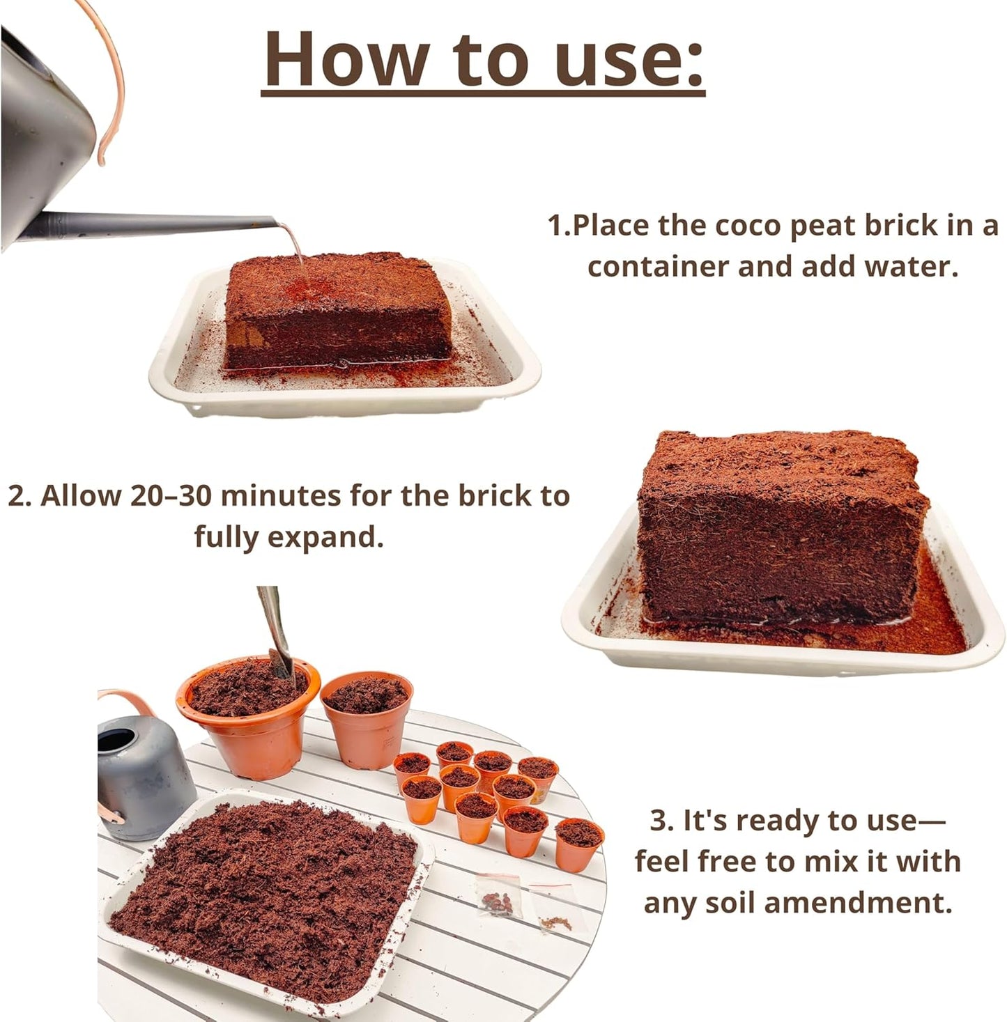 LaLaGreen Indoor Planting Soil (6 Pack, 500g) Organic Shredded Coconut Husk Fiber Brick Orchid Peat Moss for Plants, Fertilizer for Outdoor Plant Seed Starter Soils Coco Coir for Herb Flower Gardening