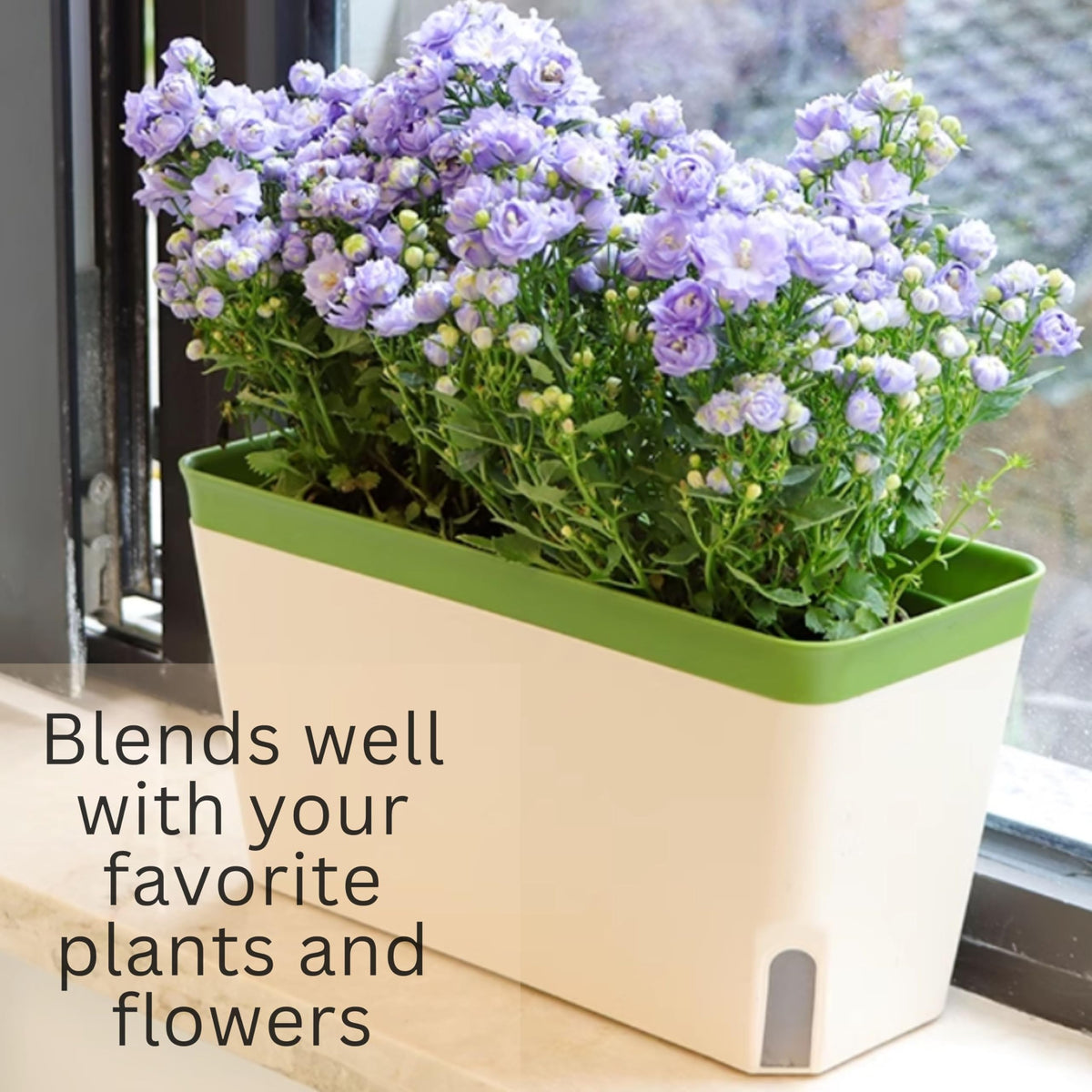 LaLaGreen Planter Boxes Outdoor (3 Pack, 10.5 Inch) Orange Green Brown Rectangular Window Box Herb Plants, Self-Watering Large Indoor Flower Pot Succulent Porch Balcony Windowsill kitchen office Decor