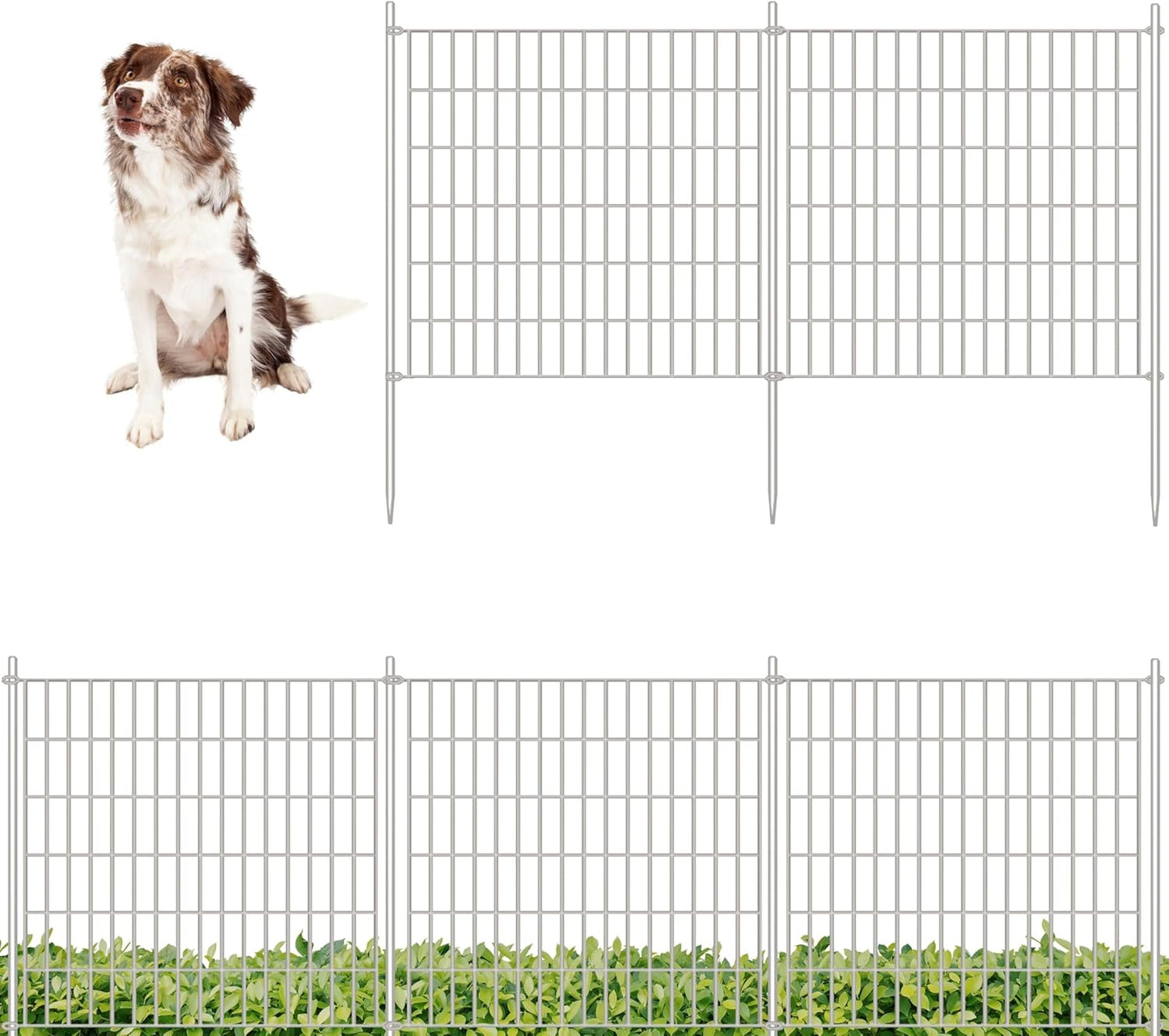 ShopLaLa Decorative Garden Fence (6 Panels) 28in(L) x 32in(H) Rustproof Black Metal No Dig Fences Small Dog Animal Barrier, Flower Edging for Landscape Large Tall Fencing Outdoor Garden Decor D-YA32