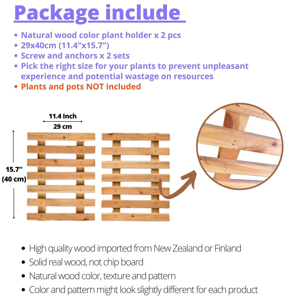 LaLaGreen Natural Wood Ladder-Style Wall Plant Holders