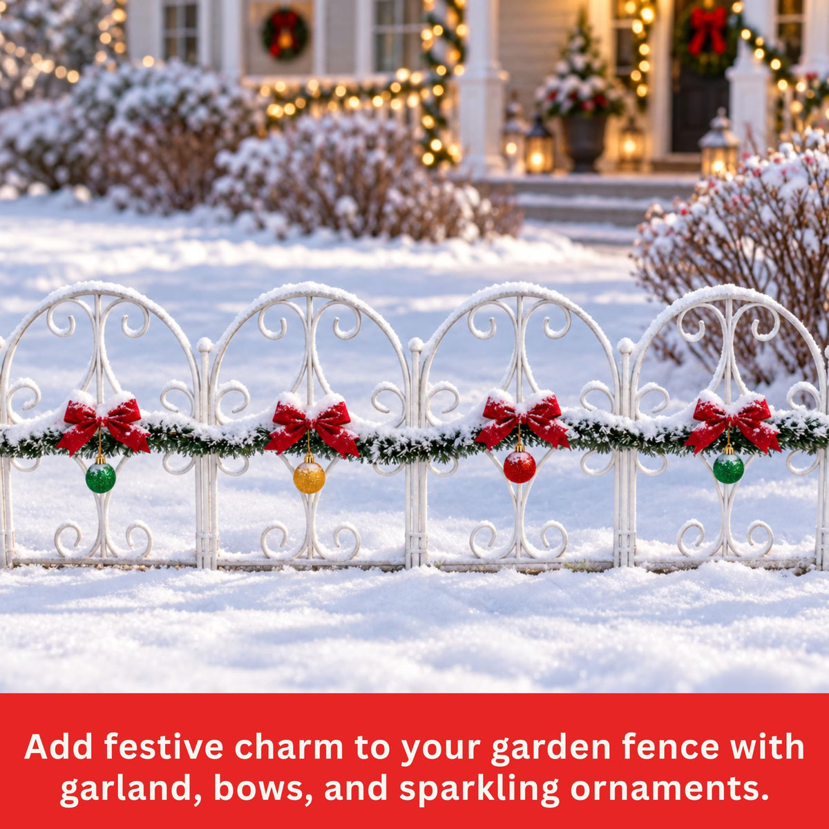 LaLaGreen Festive Decorative Metal Garden Fence Panels — 12.5 x 16.5 in