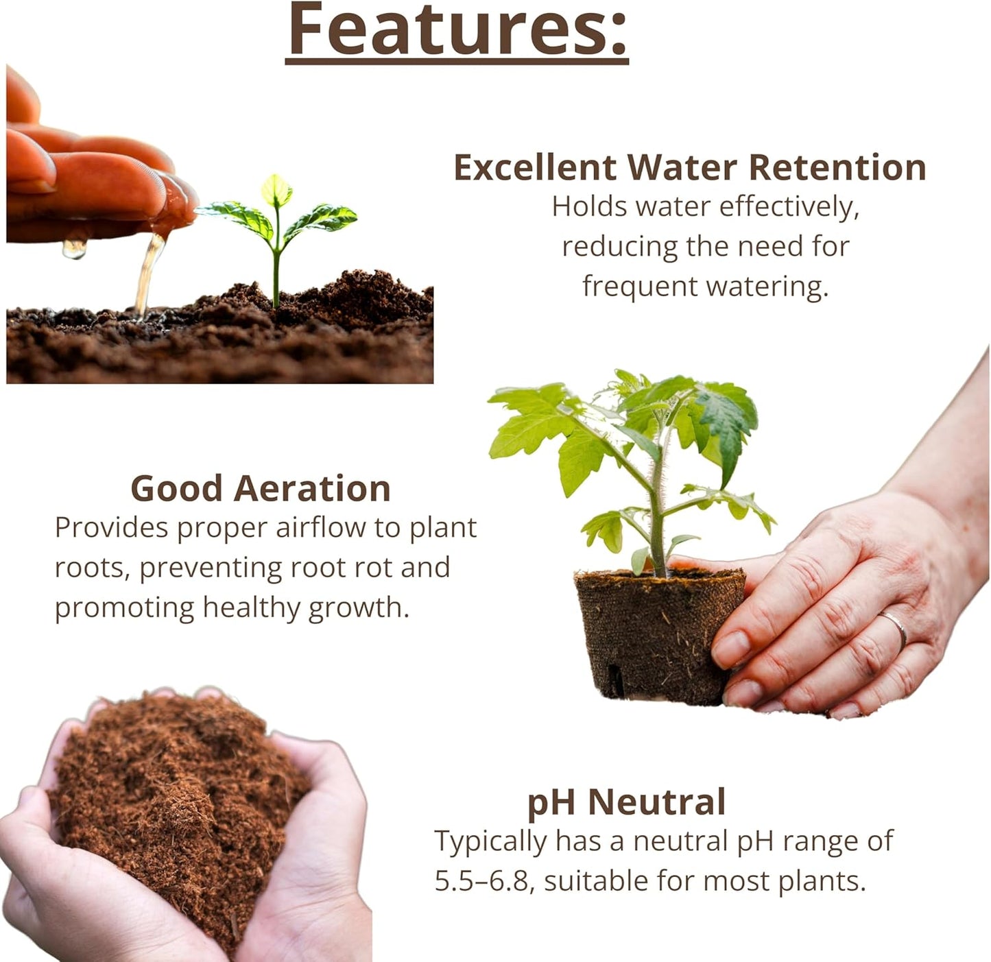 LaLaGreen Indoor Planting Soil (6 Pack, 500g) Organic Shredded Coconut Husk Fiber Brick Orchid Peat Moss for Plants, Fertilizer for Outdoor Plant Seed Starter Soils Coco Coir for Herb Flower Gardening