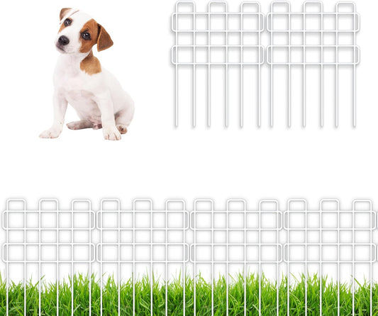 ShopLaLa Garden Fence Border (20 Panels) 12in(L) x 16.5in(H) Rustproof Decorative White Metal Wire Animal Barrier, Flower Edging for Landscape Patio Outdoor Decor, Dog Pet Fences for Yard No Dig