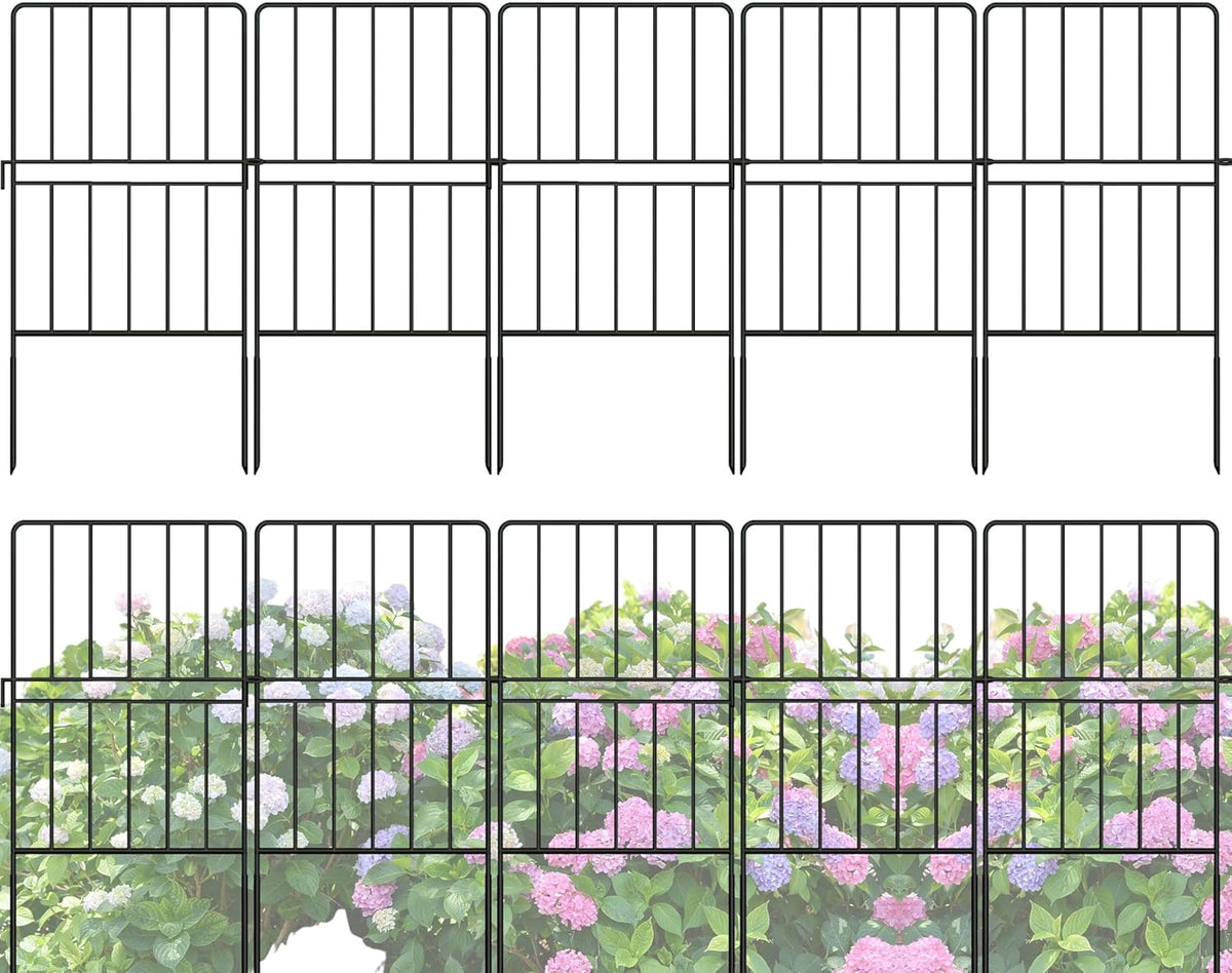LaLaGreen Tall Decorative Metal Garden Fence Panels — 12 x 24 in