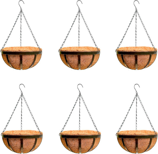 LaLaGreen Iron Hanging Baskets with Coco Liners (Flat Iron)