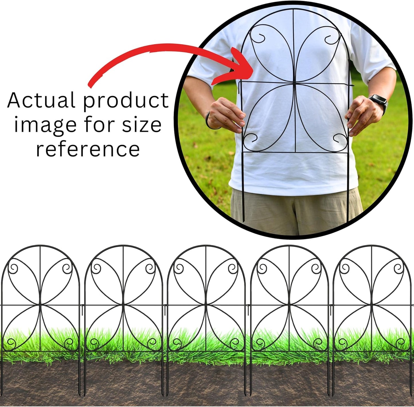 ShopLaLa Animal Barrier Fence (20 Panels) 12in(L) x 24in(H) Rustproof Black Metal Wire Fencing Flower Edging for Landscape Patio Yard Outdoor No Dig Decorative Garden Boarder Fences for Yard D-B24