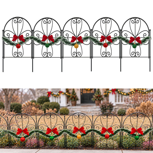 LaLaGreen Festive Decorative Metal Garden Fence Panels — 12.5 x 16.5 in