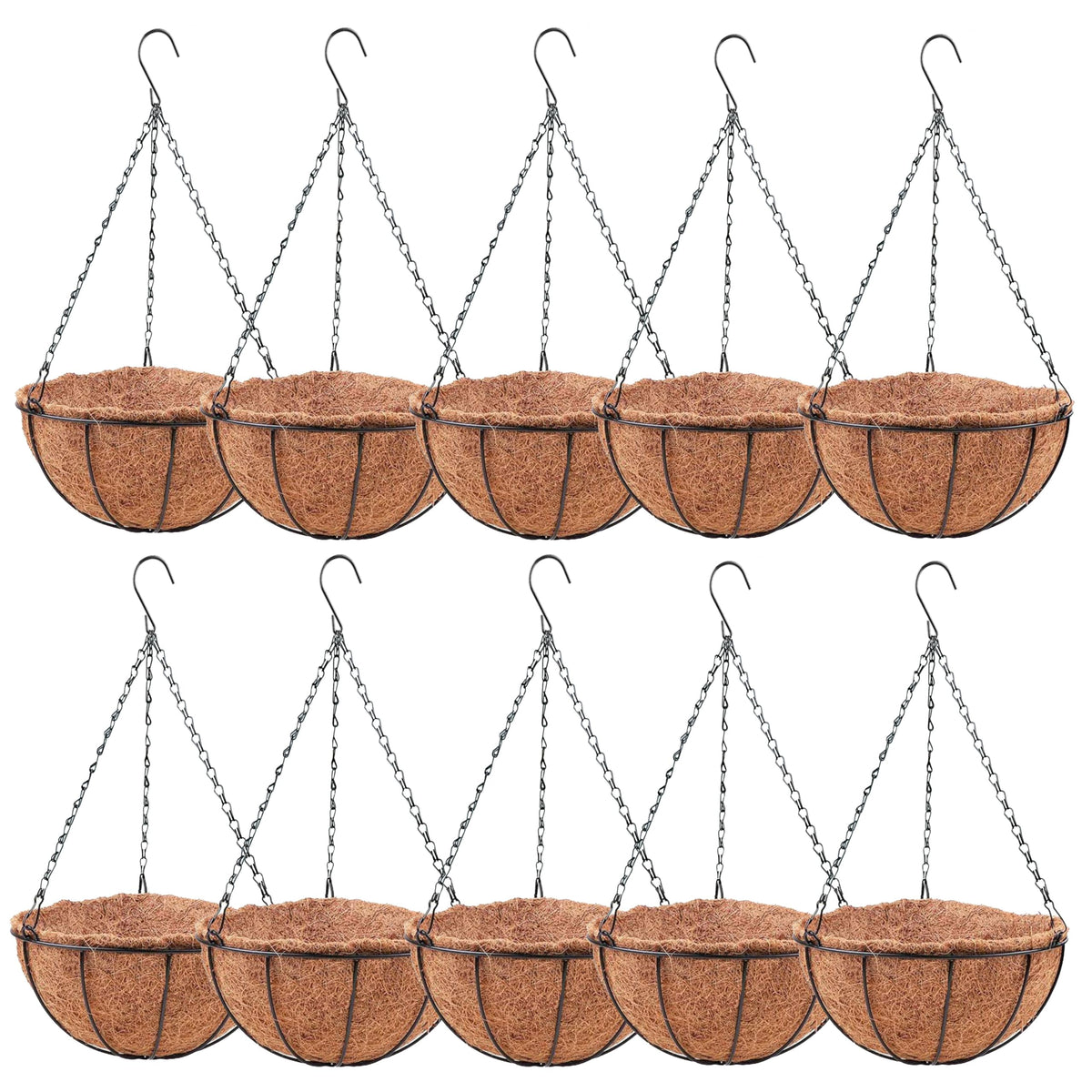 LaLaGreen Hanging Baskets for Plants (10 in, 6 Pack) Coco Liner Flower Pots