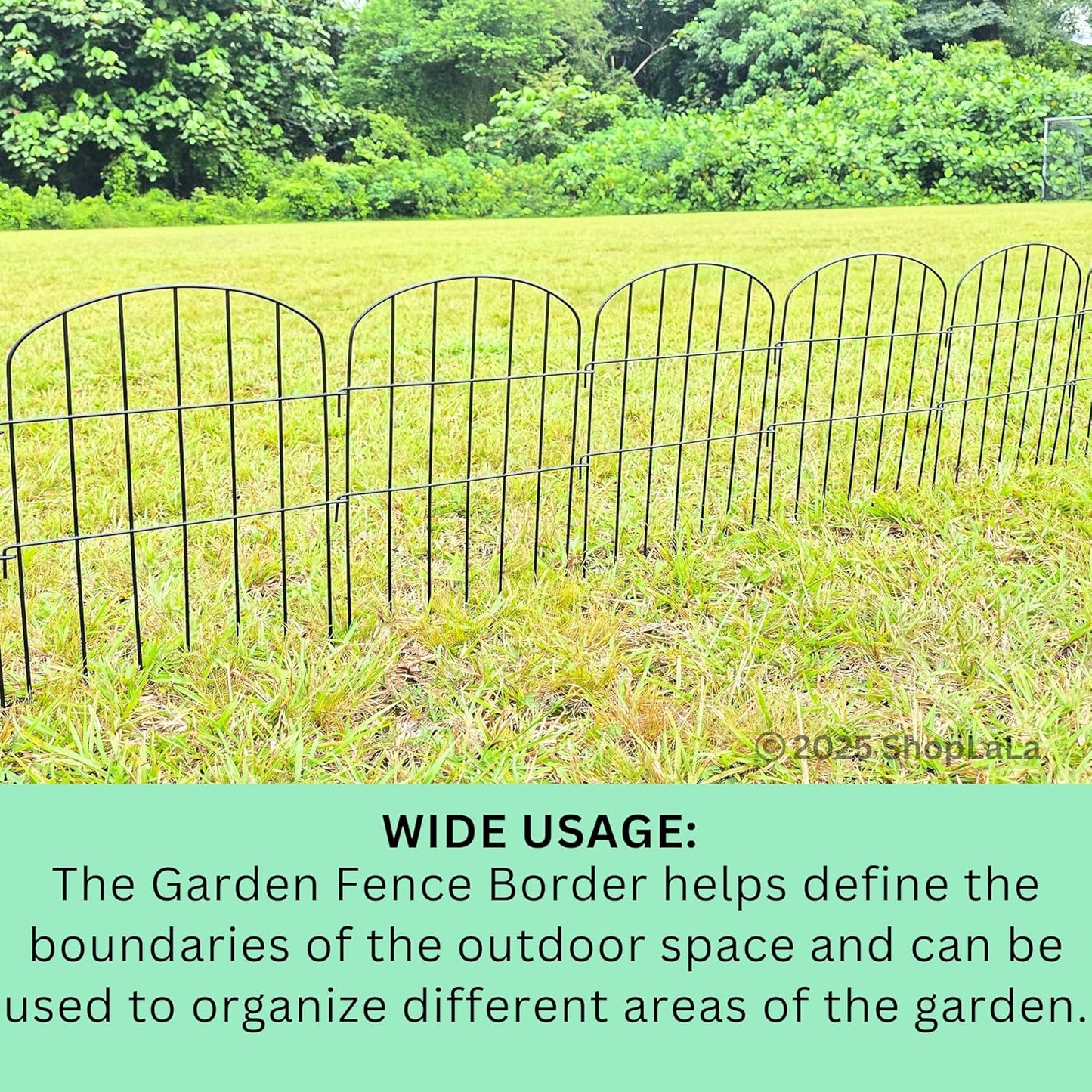 ShopLaLa Garden Fence (10 Panels) 12in(L) x 16.5in(H) Animal Barrier Fencing Rustproof Metal Wire Flower Edging for Landscape Patio Outdoor Decor, Tall Large Yard Fences for Dog No Dig Black D-K16.5