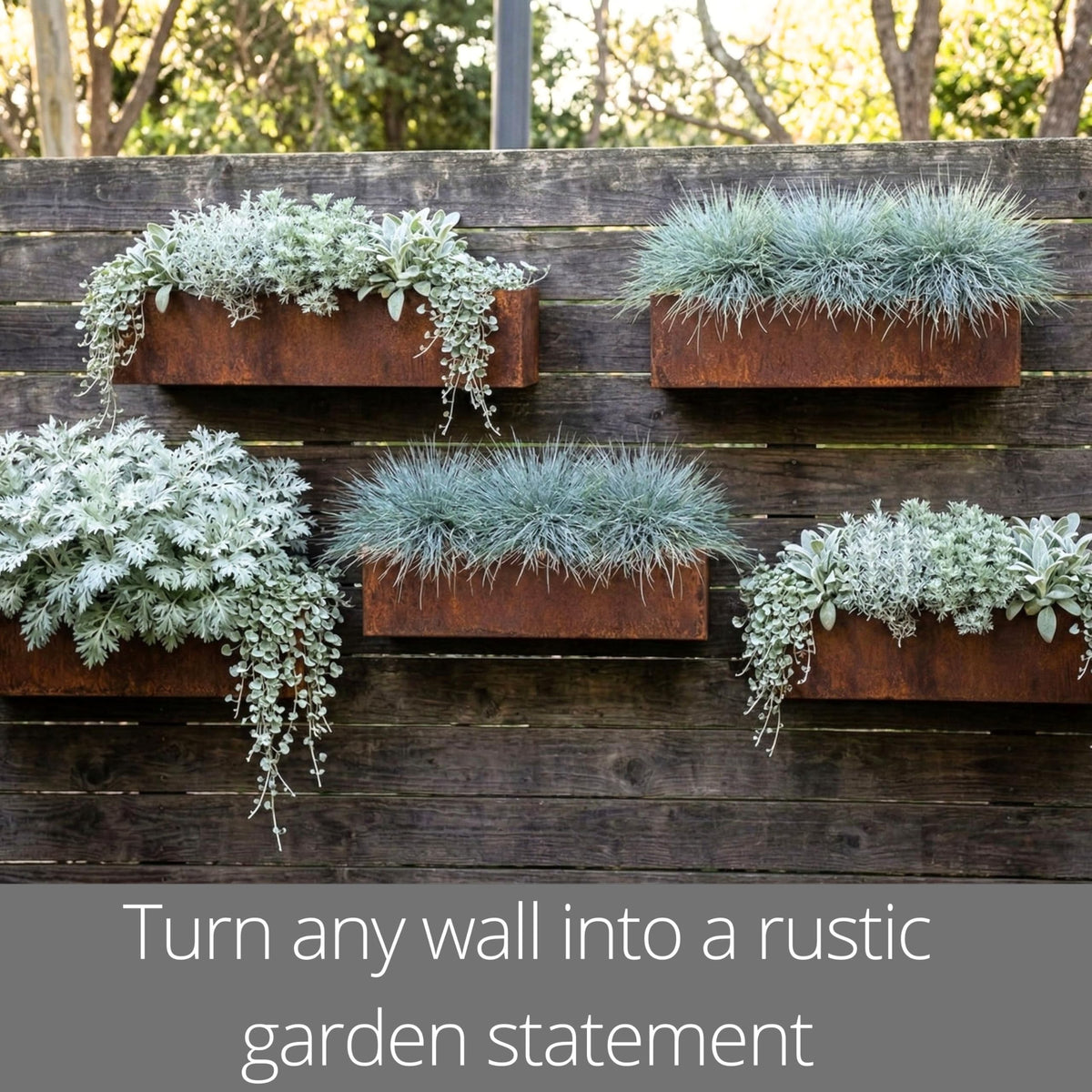 LaLaGreen Triangular Weathering Steel Wall Planters — Rust, 2-Pack