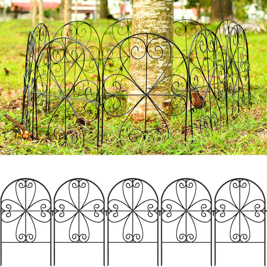 ShopLaLa Garden Fence Animal Barrier (20 Panels) 12in(L) x 24in(H) Rustproof Decorative Metal Wire Fencing Flower Edging for Landscape Patio Yard Outdoor Decor No Dig, Black Fences for Dogs D-C24