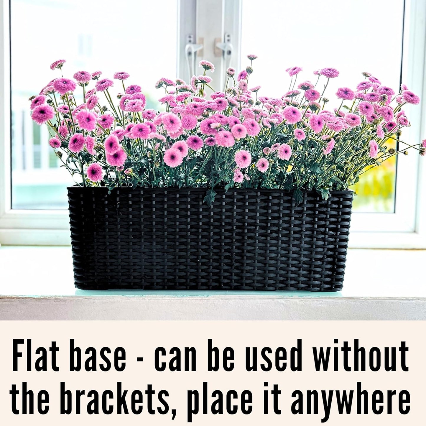 LaLaGreen Outdoor Wall Planters (20 Inch, 4 Pack) Wall Mounted Self Watering System Window Flower Boxes with Bracket, White Rectangular Plant Pot Container Indoor Modern Garden Herb Kitchen Home Decor