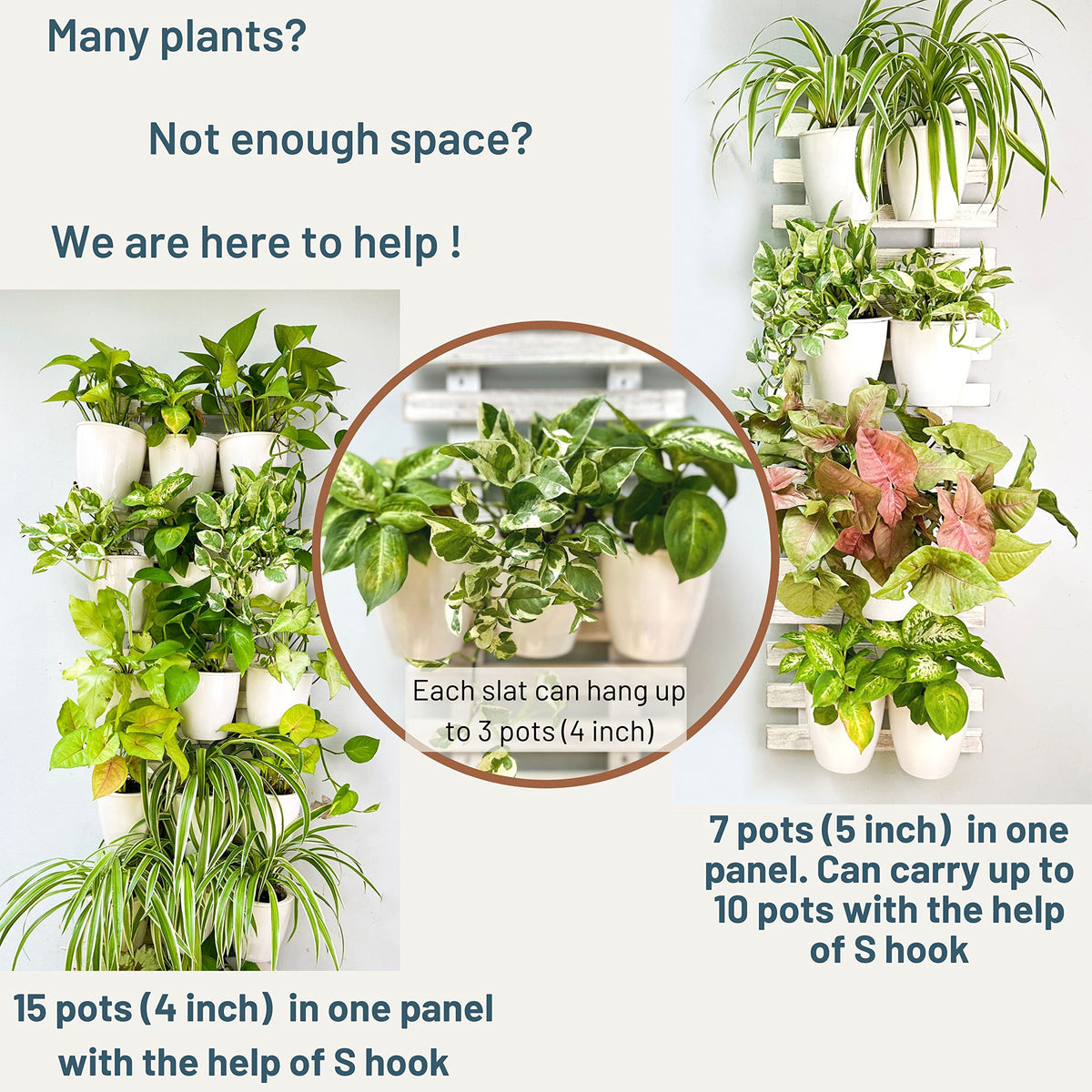 LaLaGreen White Wooden Ladder-Style Wall Plant Holders
