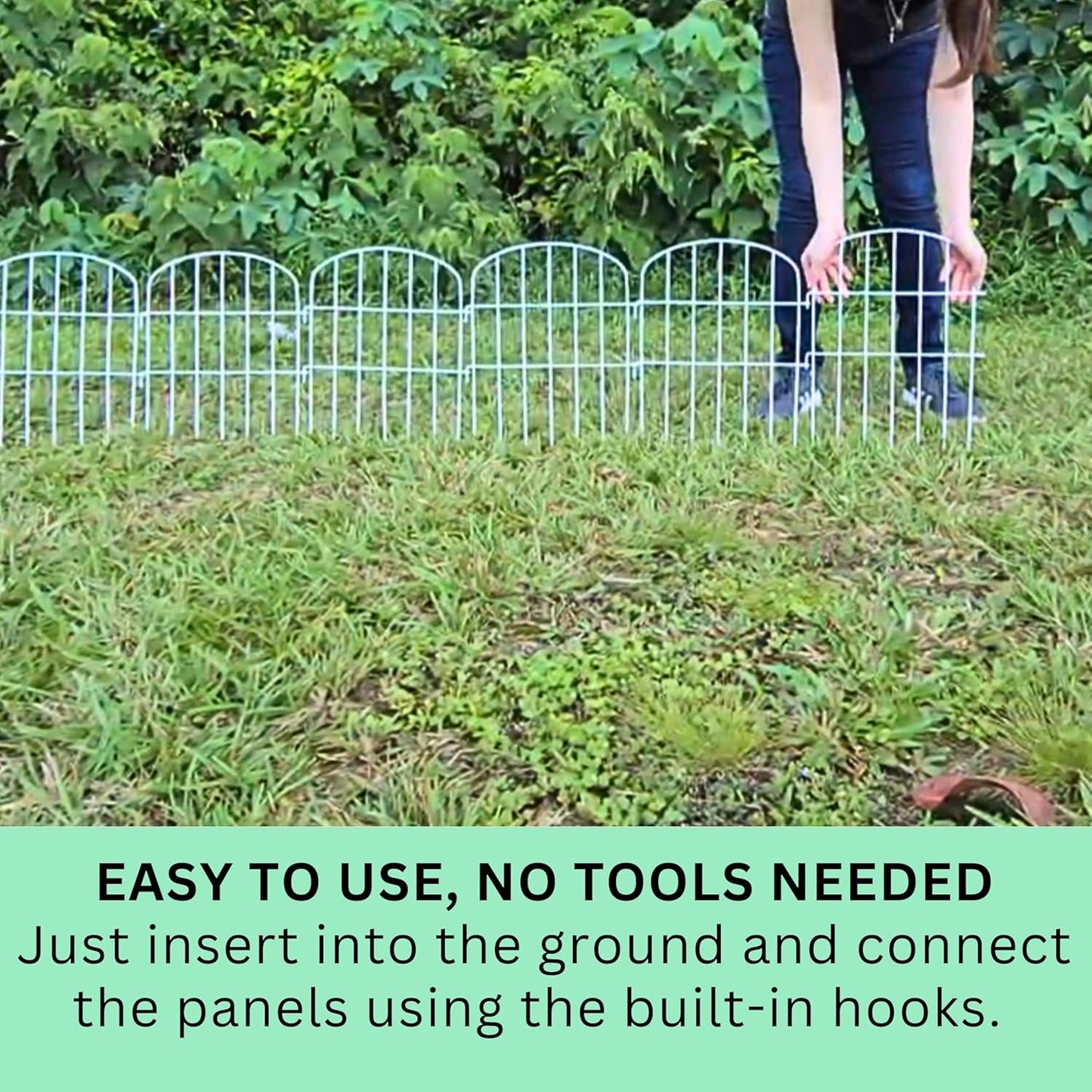 ShopLaLa Garden Fence (10 Panels) 12in(L) x 16.5in(H) Animal Barrier Fencing Rustproof Metal Wire Flower Edging for Landscape Patio Outdoor Decor, Tall Large Yard Fences for Dog No Dig White D-K16.5