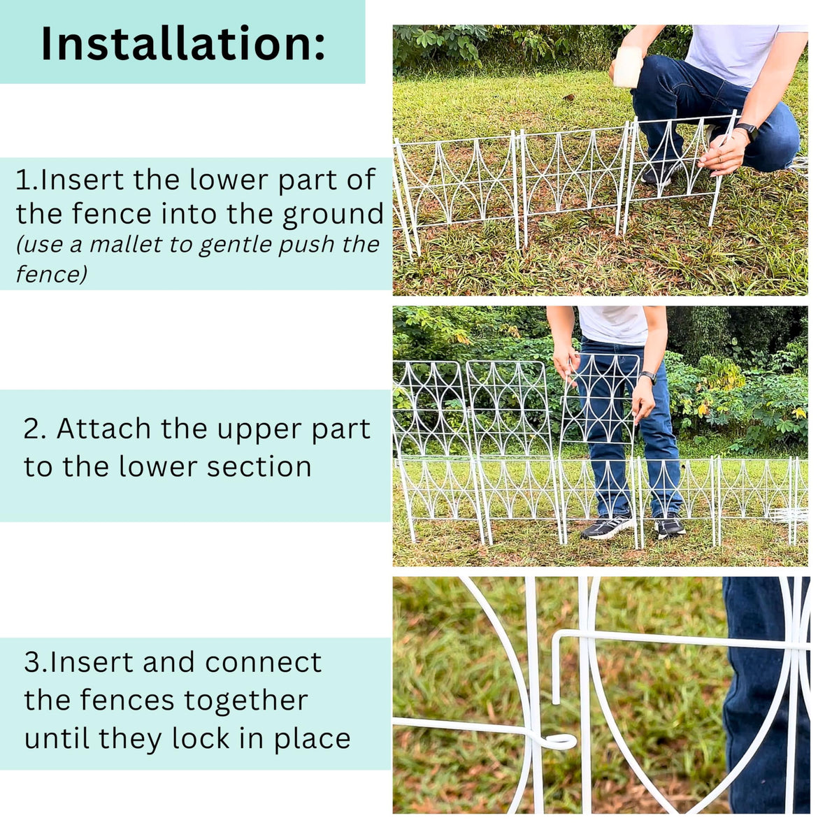 ShopLaLa Decorative Metal Fence (10 Panels) 12.5inx31in Fences for Dog