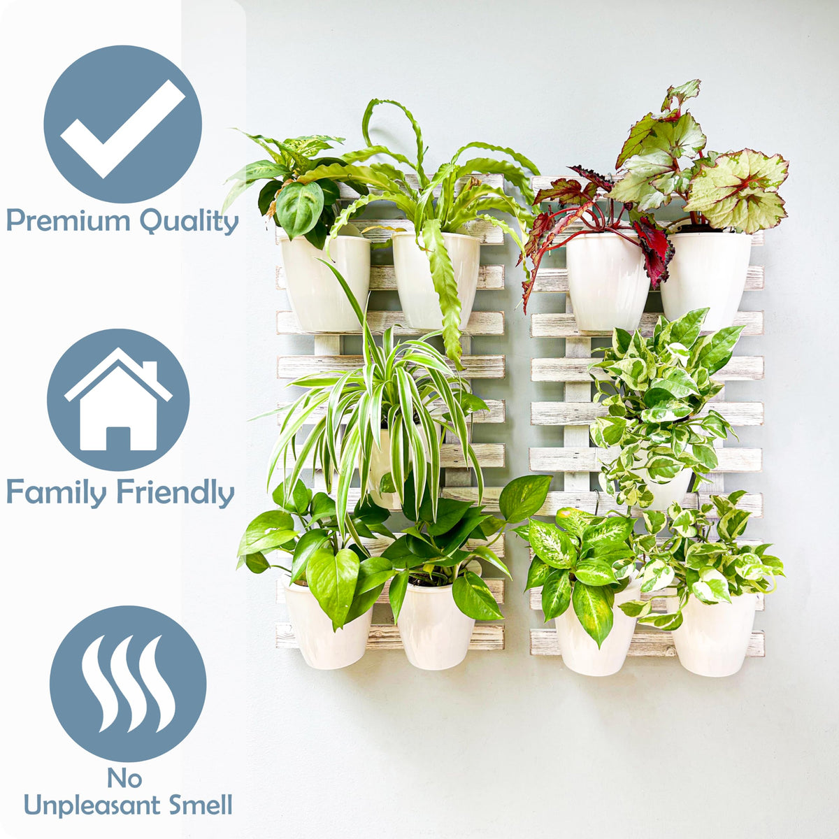 LaLaGreen White Wooden Ladder-Style Wall Plant Holders