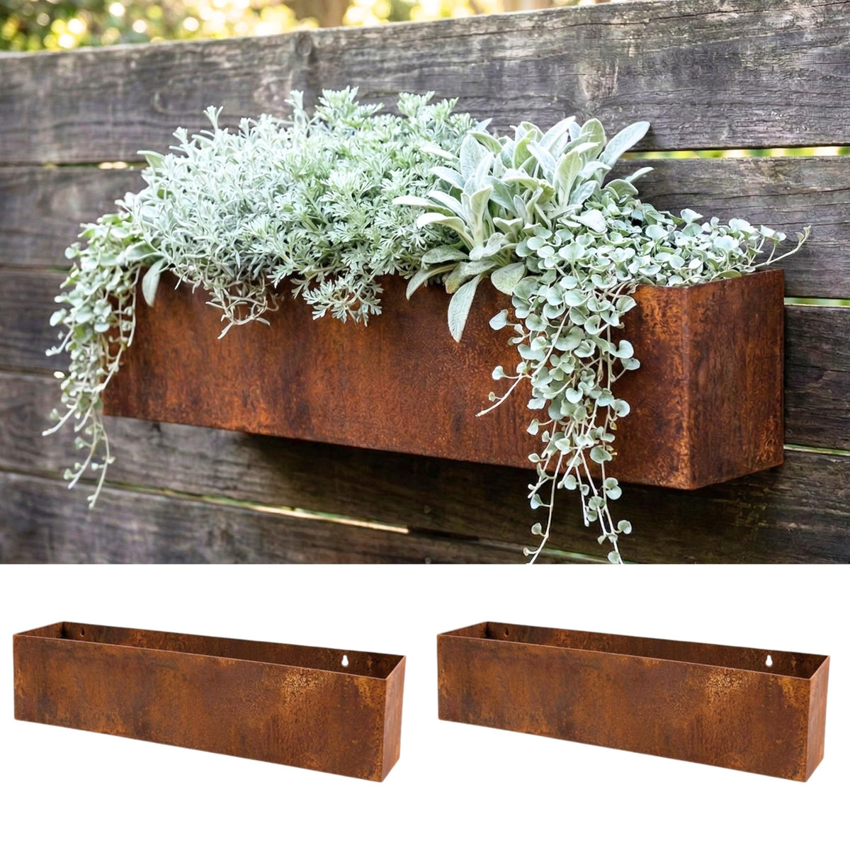 LaLaGreen Triangular Weathering Steel Wall Planters — Rust, 2-Pack