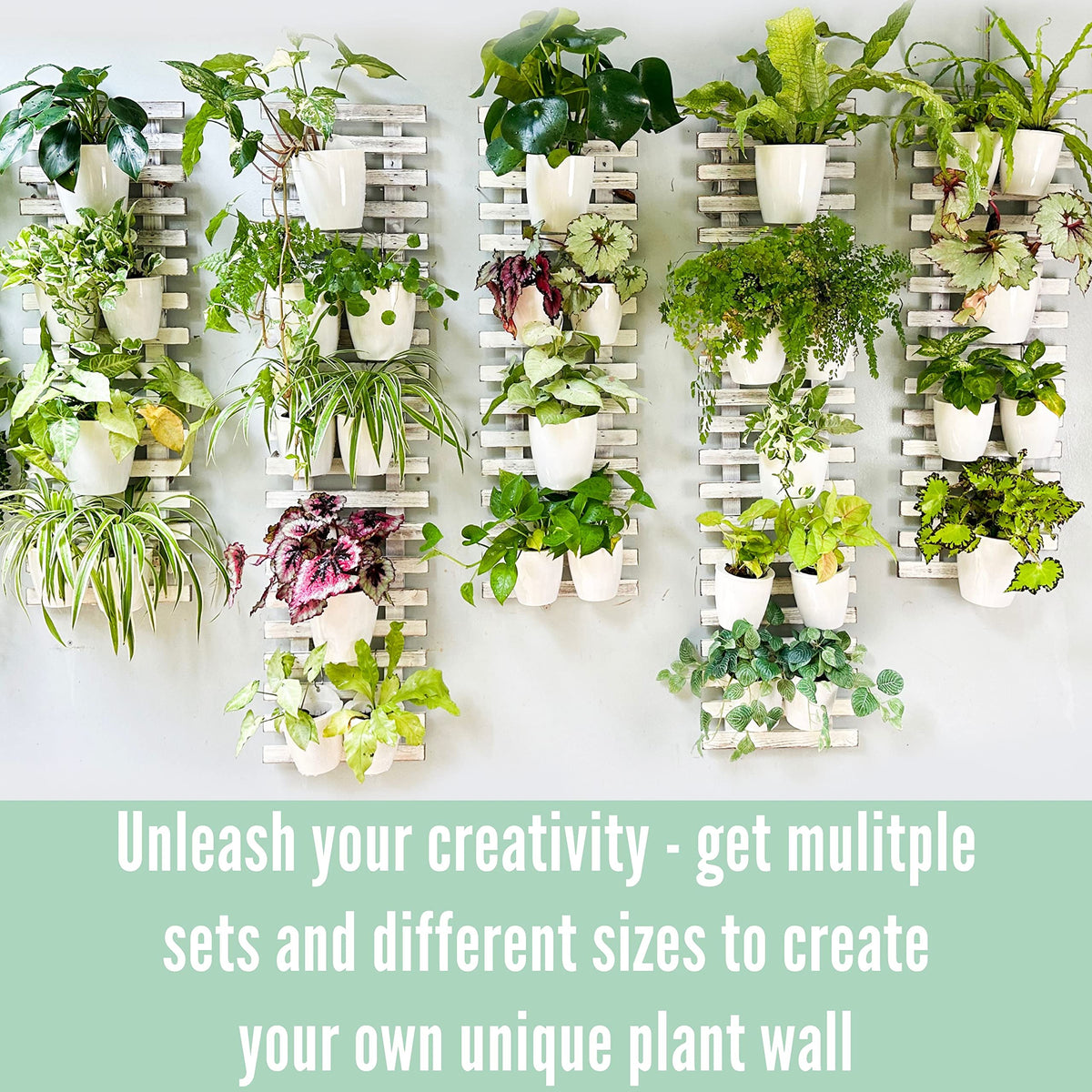 LaLaGreen White Wooden Ladder-Style Wall Plant Holders