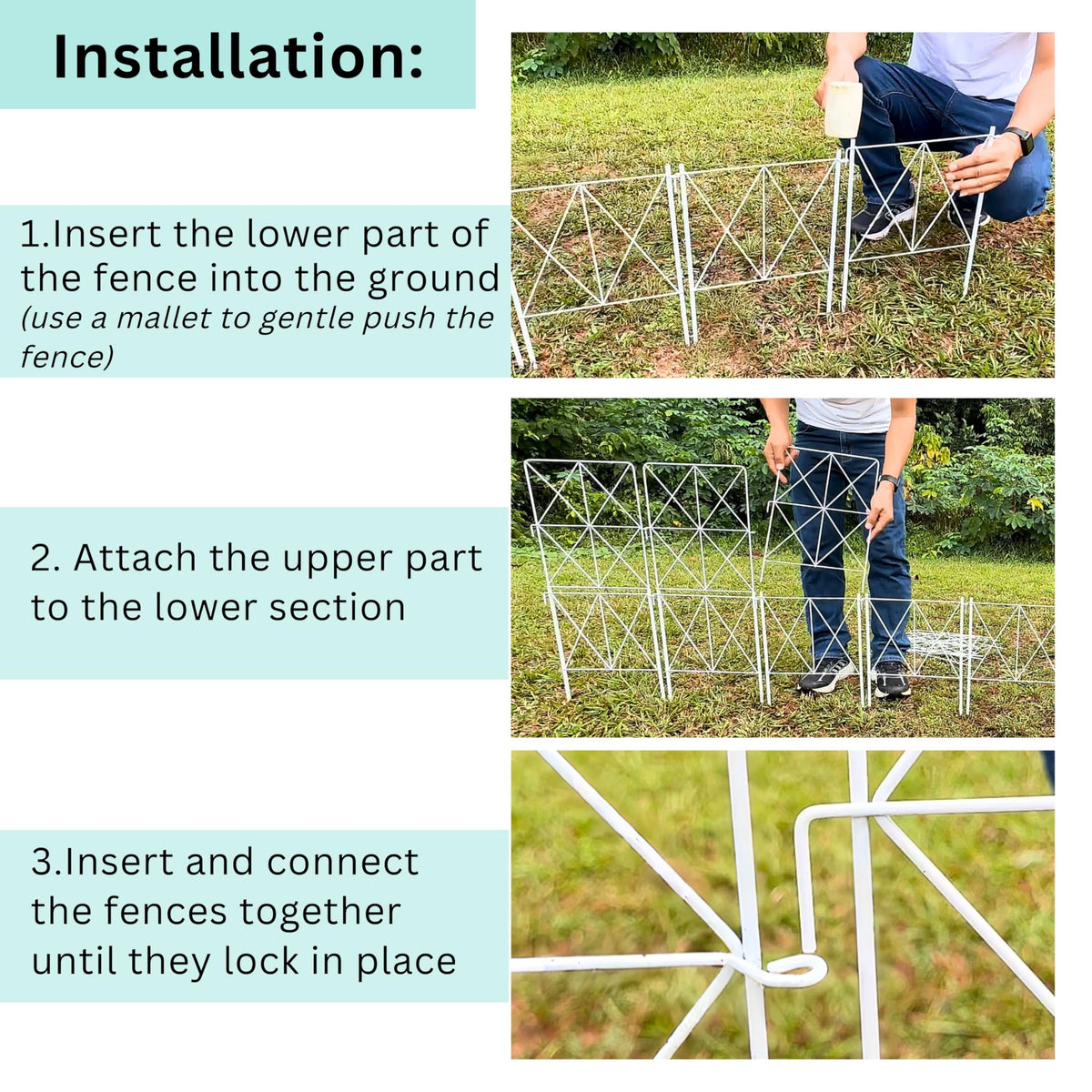 ShopLaLa Decorative Metal Fence (10 Panels) 12.5inx31in Fences for Dog