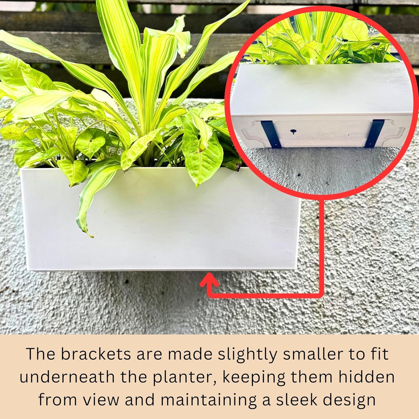 LaLaGreen Wall Hanging Planter Outdoor (20 Inch, 4 Pack) Wall Mounted Self Watering System Window Boxes with Bracket, White Rectangular Plant Pot Flower Box Container Indoor Modern Herb Kitchen Decor