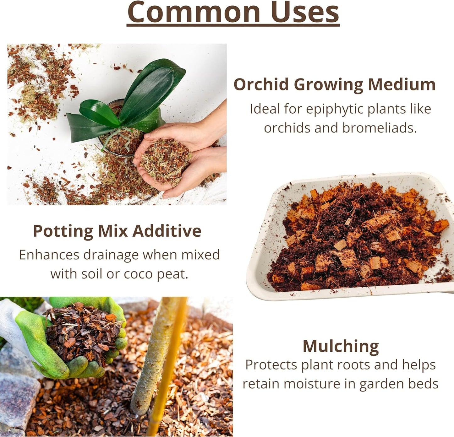 LaLaGreen Coconut Coir Chips for Plants (6 Pack, 500g) Indoor Herb Garden Seedling and Plant, Outdoor Planting Soil Vegetable Flower Orchids, Organic Compressed Coco Fiber Husk Chips Brick Peat Moss