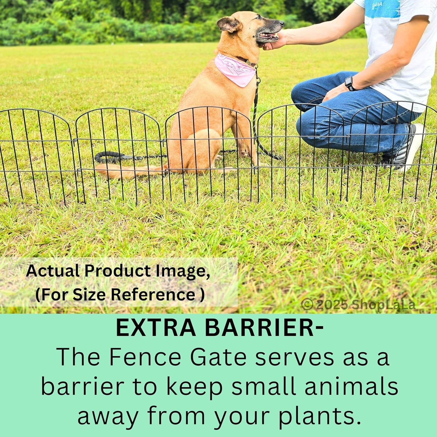 ShopLaLa Garden Fence (10 Panels) 12in(L) x 16.5in(H) Animal Barrier Fencing Rustproof Metal Wire Flower Edging for Landscape Patio Outdoor Decor, Tall Large Yard Fences for Dog No Dig Black D-K16.5