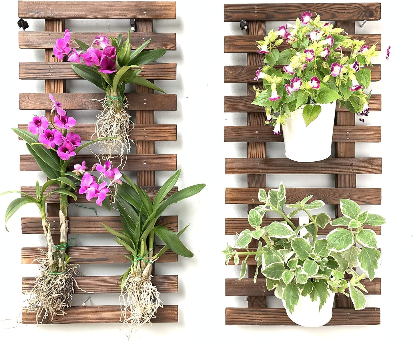ShopLaLa Wall Planter – Wooden Air Plant Succulent Holder Hanger Indoor Outdoor, Live Orchid Wall Wood Display Frame Vertical Garden Balcony Deck Bathroom Macetas para Plantas De Aire 15.7" (40cm)
