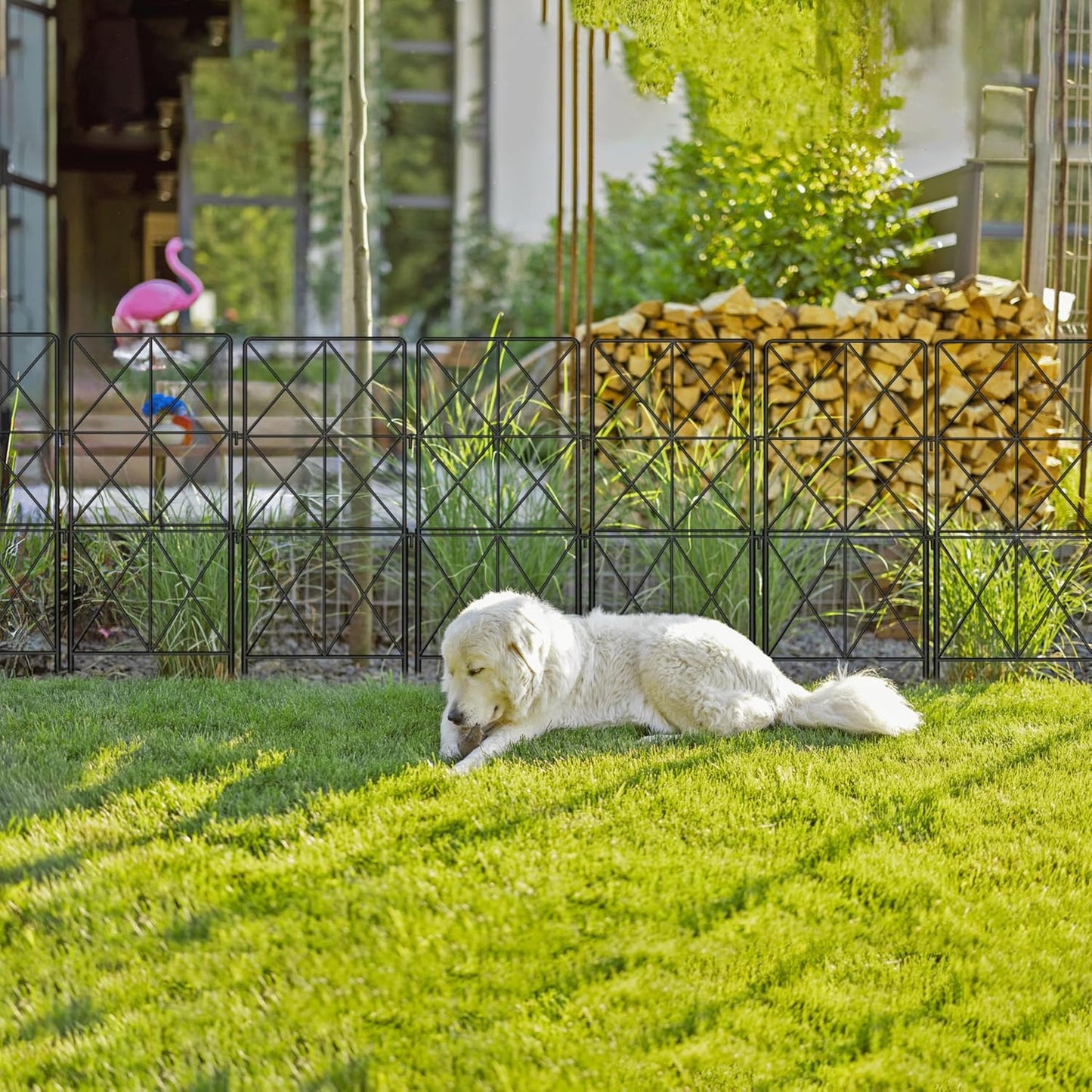 ShopLaLa Decorative Garden Fence (10 Panels) 12.5in(L) x 31in(H) Animal Barrier Fencing Rustproof Black Metal Wire Flower Edging for Landscape, Yard Gates Fences Tall Large No Dig Outdoor Decor D-F30B