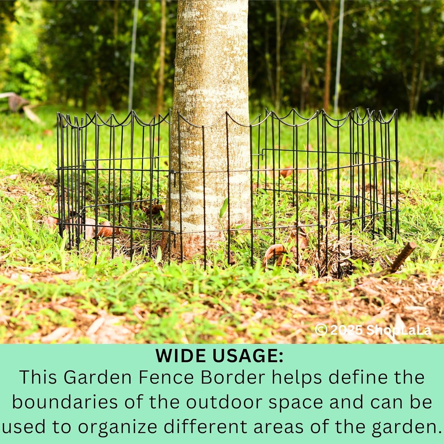 ShopLaLa Decorative Garden Fence (20 Panels) 12in(L) x 16.5in(H) Black Metal Wire Rustproof Animal Barrier Small Fences, Flower Edging for Landscape Patio Outdoor Decor, Yard Pet Gate No Dig D-H16.5