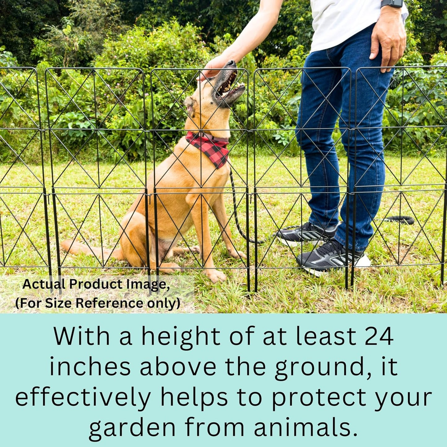 ShopLaLa Decorative Garden Fence (10 Panels) 12.5in(L) x 31in(H) Animal Barrier Fencing Rustproof Black Metal Wire Flower Edging for Landscape, Yard Gates Fences Tall Large No Dig Outdoor Decor D-F30B