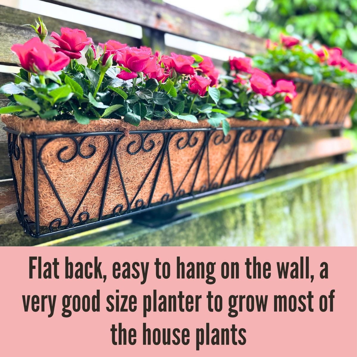 LaLaGreen Wall Planters for Plants (16 in, 4 Pack) Black Metal Flower Box