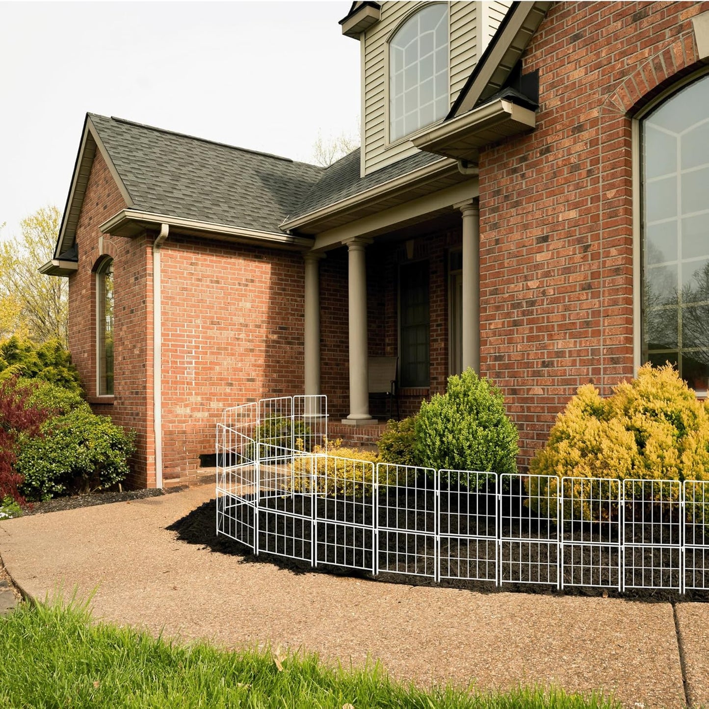 ShopLaLa Decorative Garden Fence Outdoor (10 Panels) 12.5in(L) x 31in(H) Animal Barrier Fencing Rustproof White Metal Wire Flower Edging for Landscape, Small Dog No Dig Fences Backyard Gate D-F30A