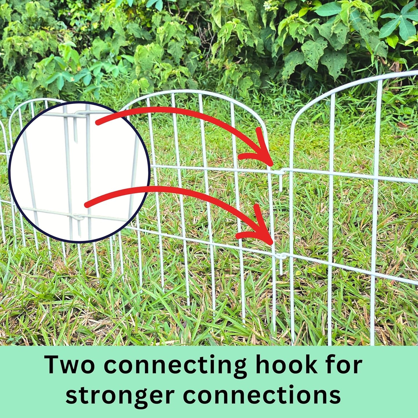 ShopLaLa Garden Fence (10 Panels) 12in(L) x 16.5in(H) Animal Barrier Fencing Rustproof Metal Wire Flower Edging for Landscape Patio Outdoor Decor, Tall Large Yard Fences for Dog No Dig White D-K16.5