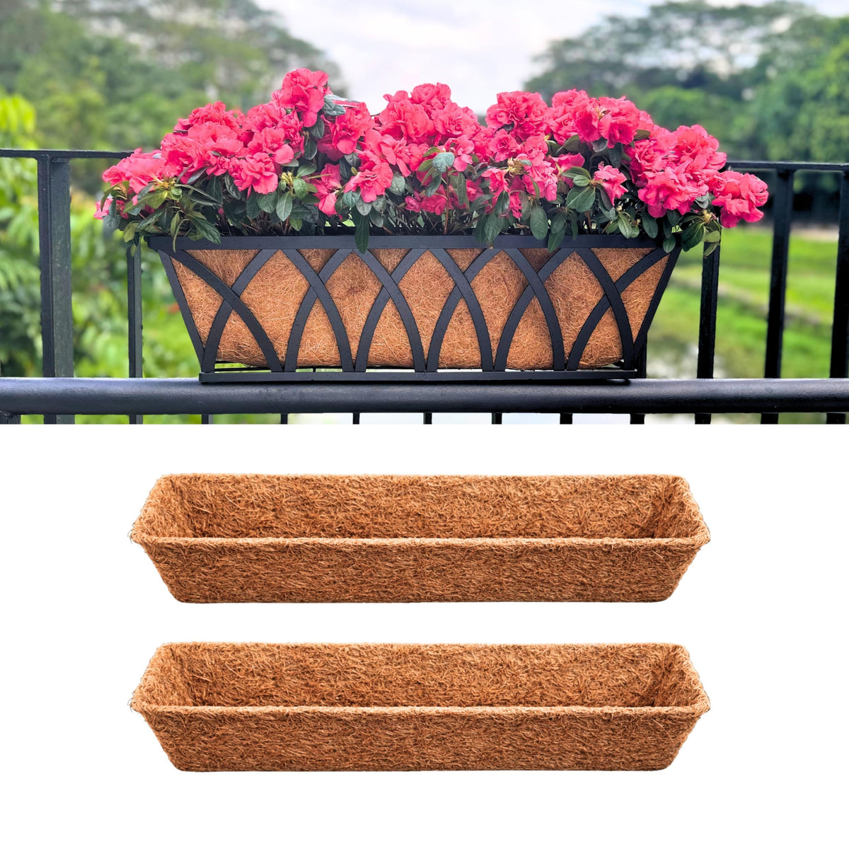 LaLaGreen Rectangular Coconut Coir Replacement Liners for Window Boxes