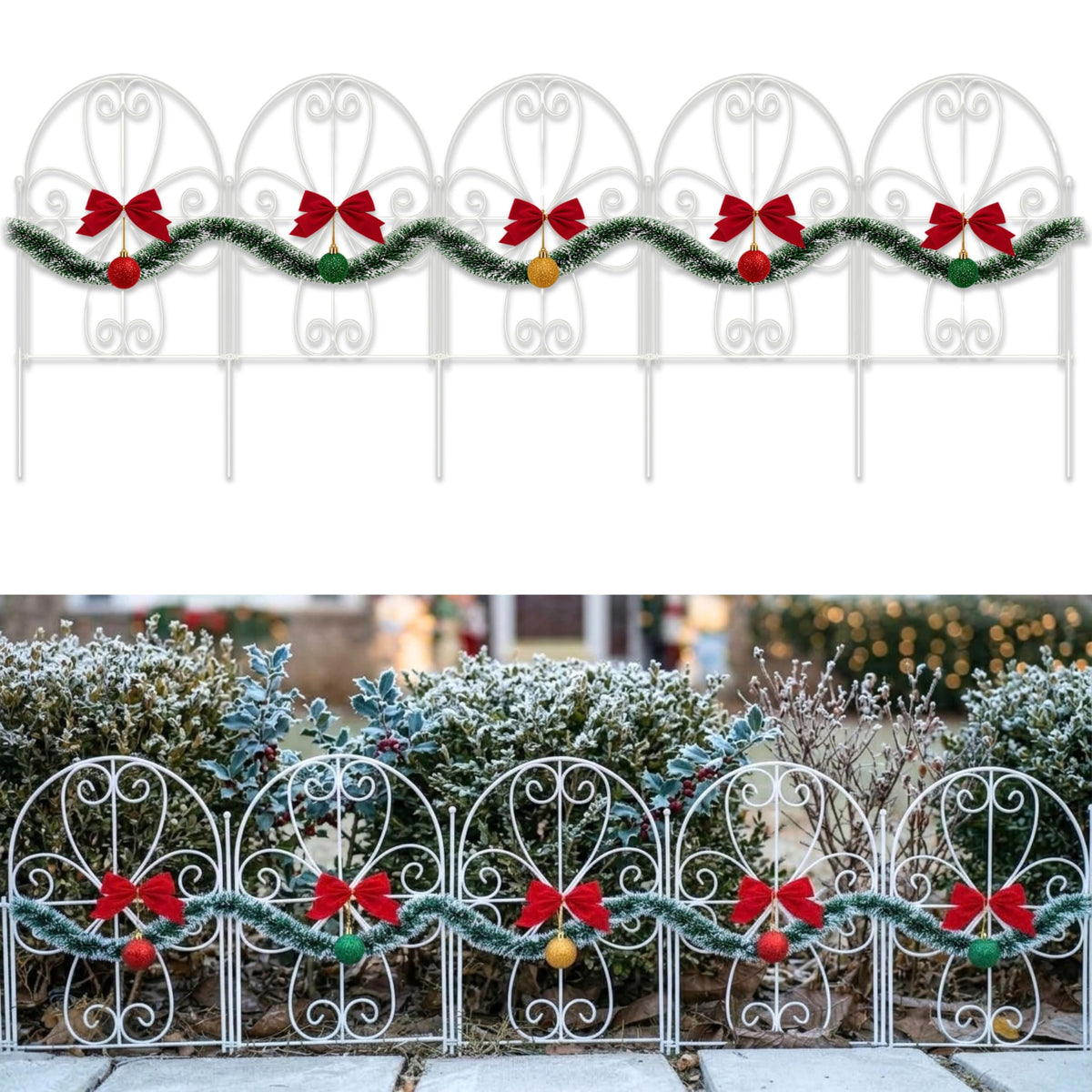 LaLaGreen Festive Decorative Metal Garden Fence Panels — 12.5 x 16.5 in