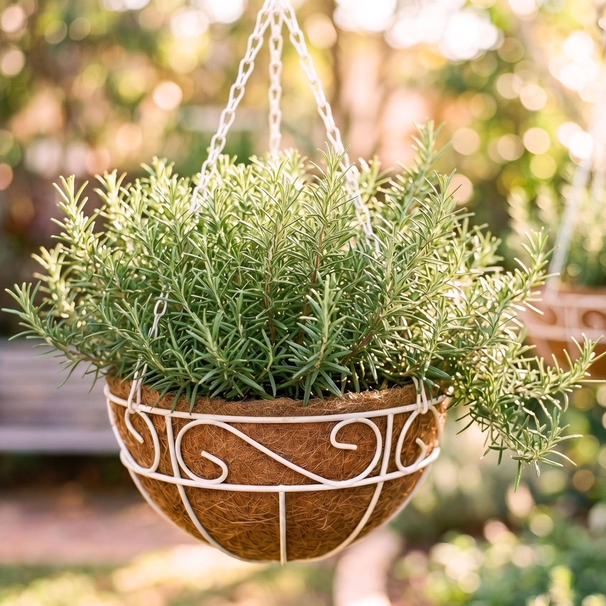 LaLaGreen Coco Hanging Planter (10 in, 2 Pack) White Metal Wire Flower Pots